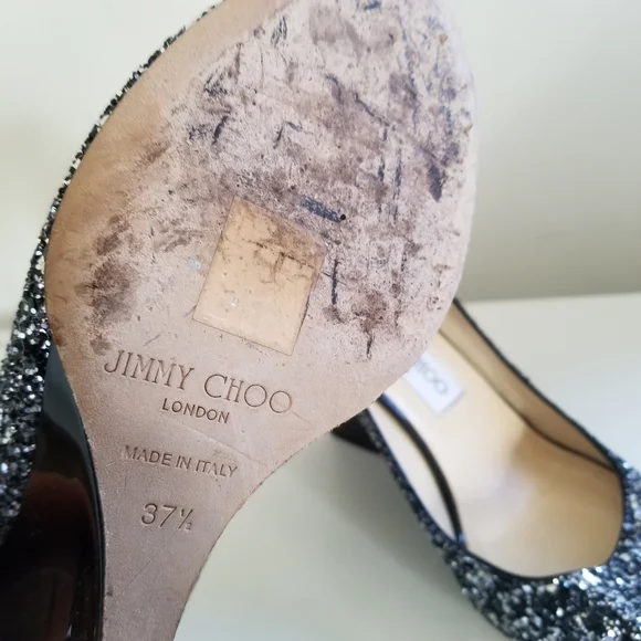 Jimmy Choo Baxen Glitter Peep-toe Wedge Pump - Picture 6 of 6